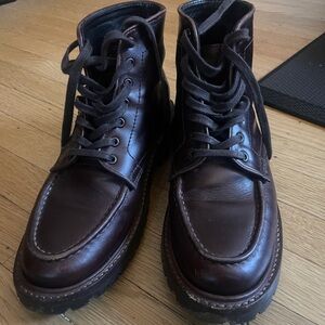 Thursday Boot Company Dark Brown Leather Moc-Toe Lace-Up Boots